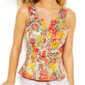 Guess Sleeveless Maddie Floral Peplum Top, size S